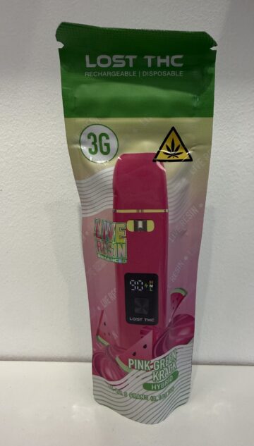 Lost THC Live Resin 3grams Pink Green Krack Hybrid